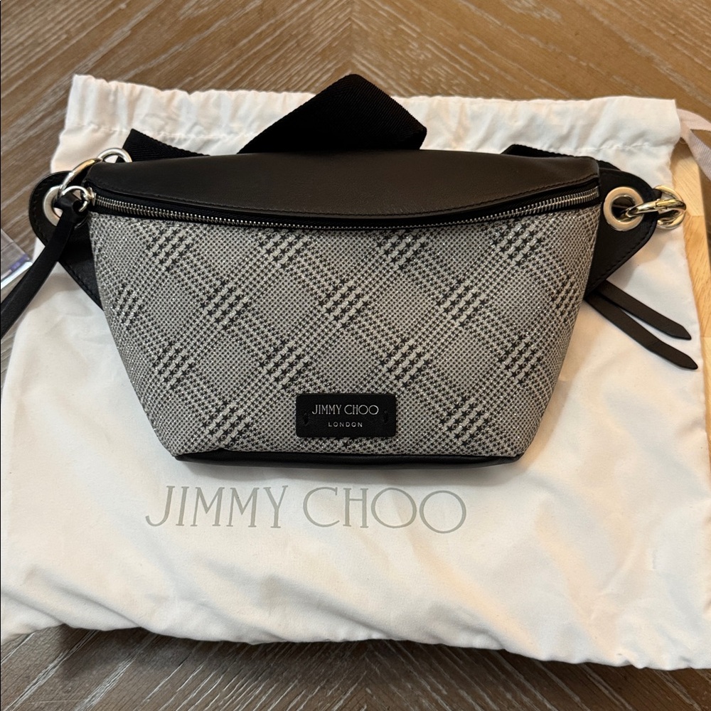 ✨✨SOLD✨✨Jimmy Choo NWOT Black and White Plaid Belt Bag With Dust Bag